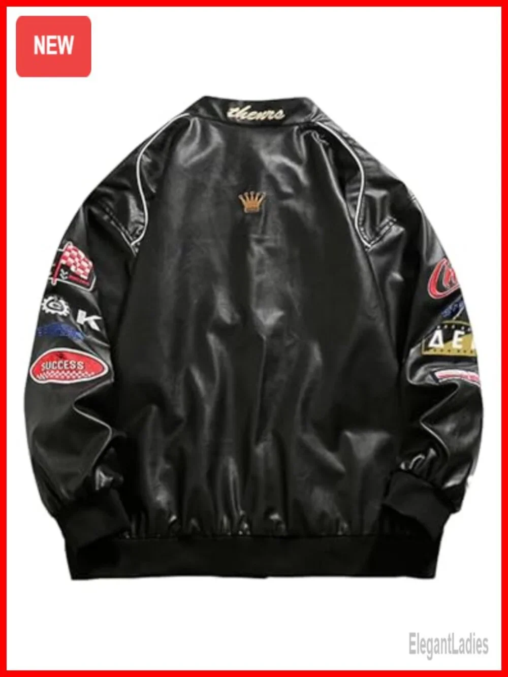 Faux Leather Racing Jacket Oversized Motorcycle Biker Streetwear